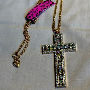 Betsey Johnson Gold Cross Pendant Necklace